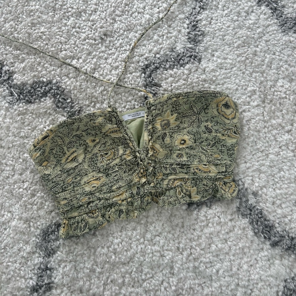 Green Paisley Print Zara Crop Top